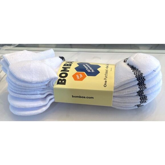 Bombas 4 Pair Pack All Purpose Performance Socks Large White Ankle Midweight NEW - Picture 5 of 7